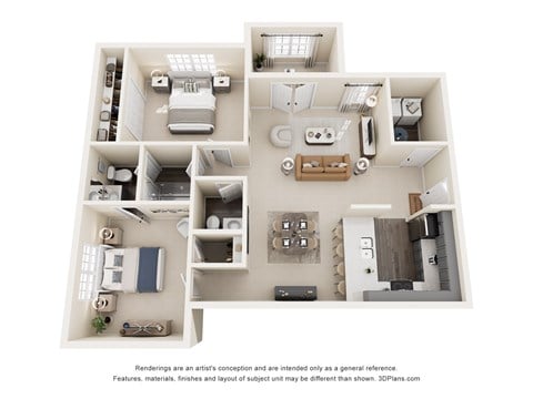 Floor plan for 2 beds, 1 bath, 903 sqft